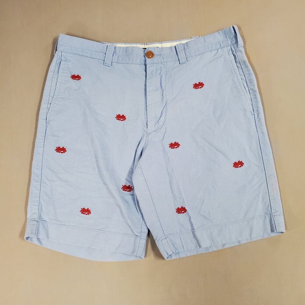 J. Crew Mens Sunwashed Oxford Shorts Size 31 Embroidered Crabs